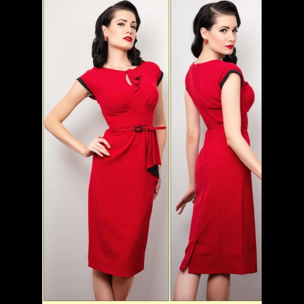 Stop Staring Red and Black Polka Dot Vintage-Inspired Dress - Picture 2 of 5